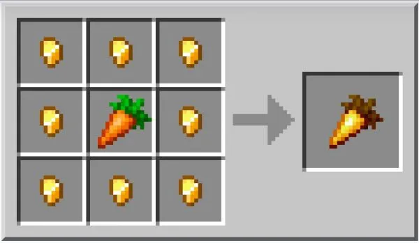 Image showing a Golden Carrot being crafted in Minecraft