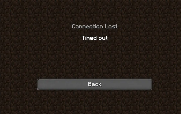 Image showing a connection timed out screen in Minecraft