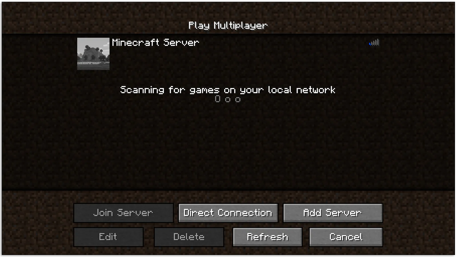 Image showing a server search screen in Minecraft