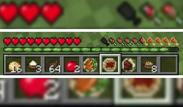 Image showing food and the hunger bar in Minecraft