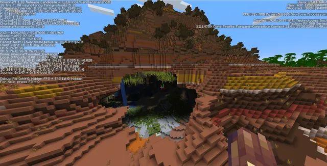 Image of a desert with a cave in Minecraft