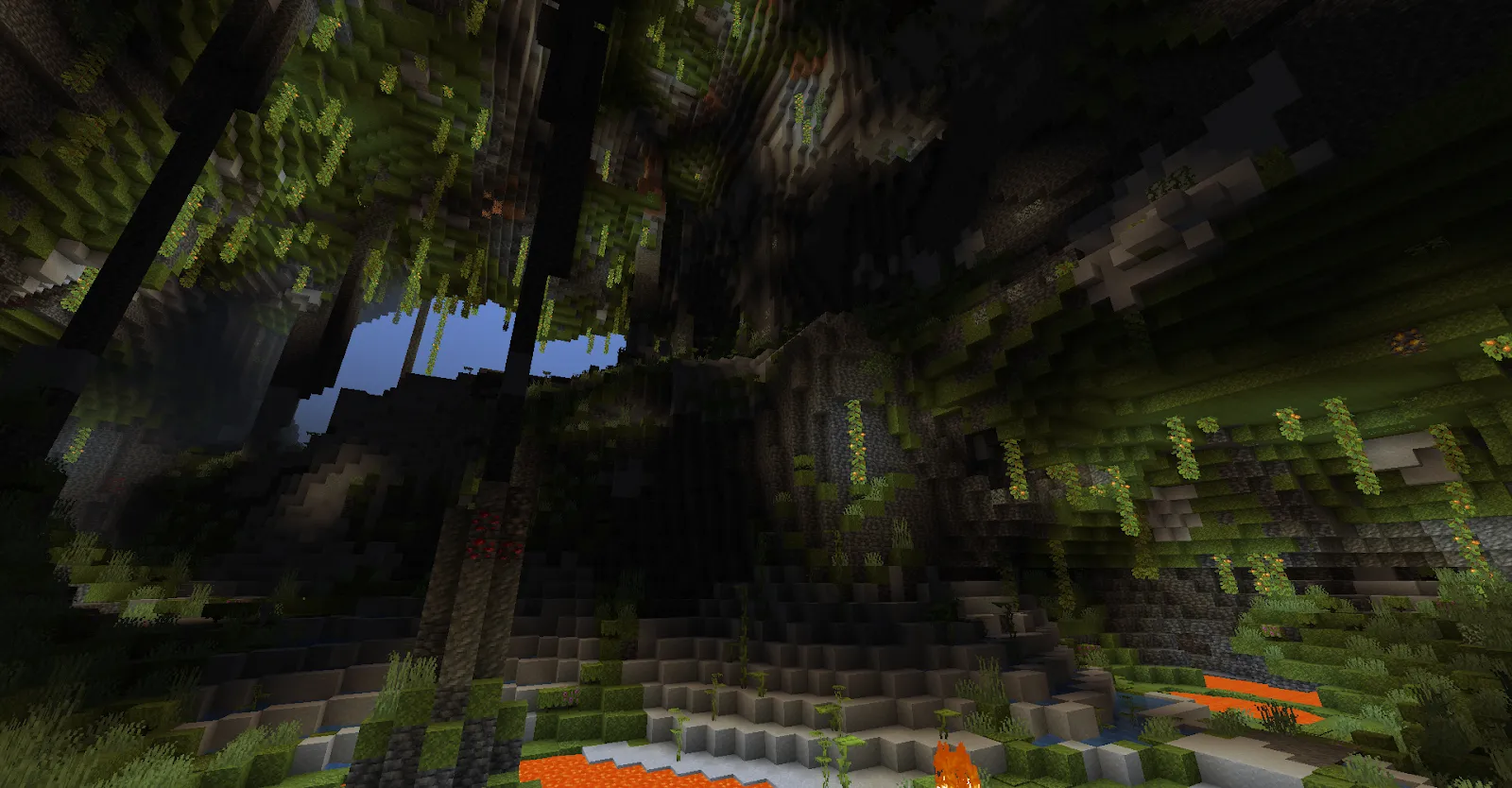 Image of a large lush cave