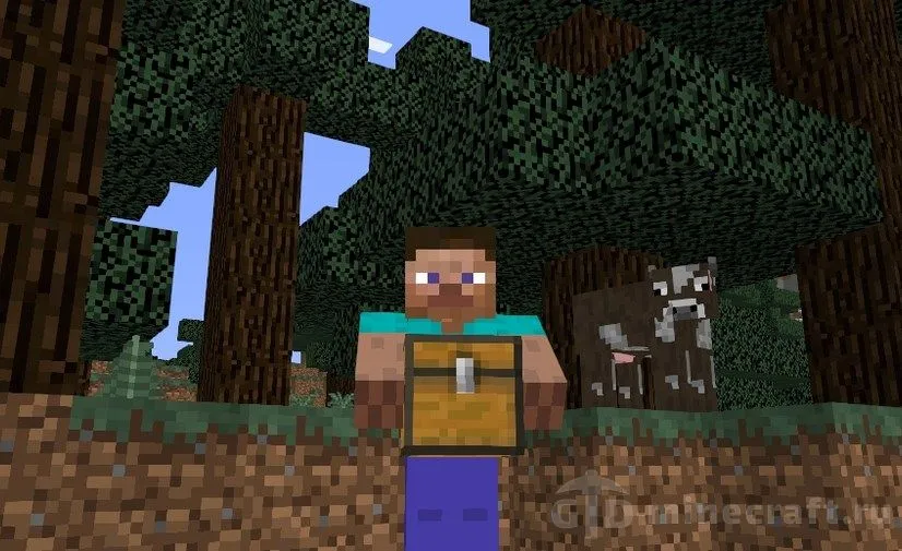 Image showing a Minecraft player holding a chest