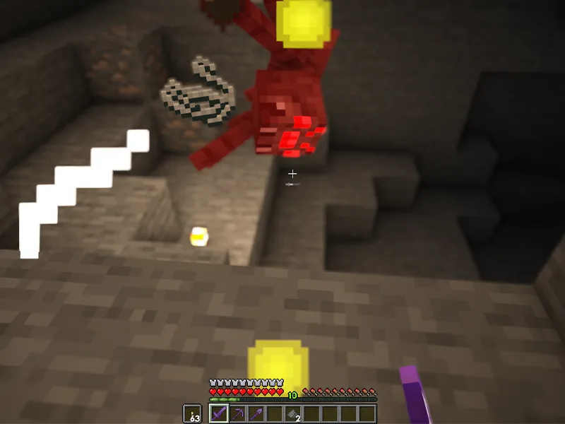 Image of a spider being knocked back in Minecraft