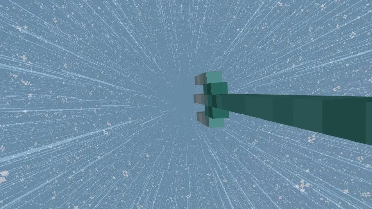 Image showing a player flying using a trident in Minecraft