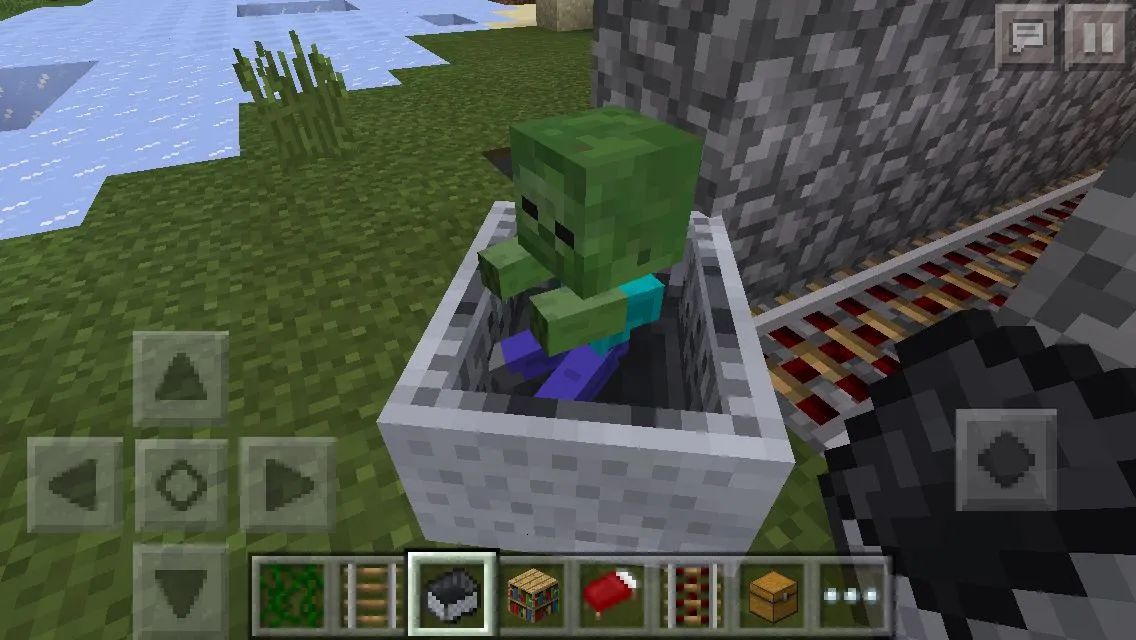 Image of a baby zombie in a minecart