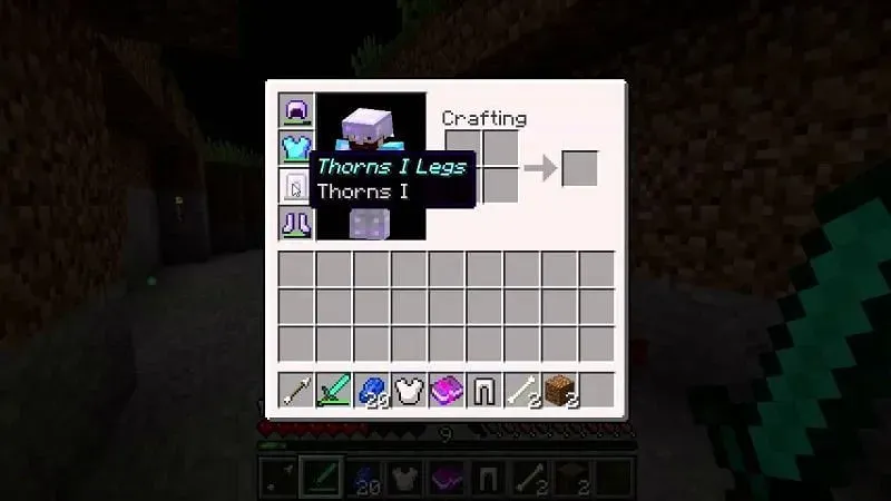 An image showing the thorns enchantment in Minecraft