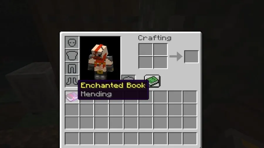 Image showing an enchanted book with mending in Minecraft.