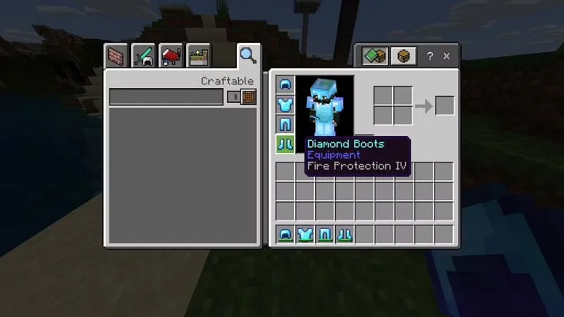 An image of the fire protection enchantment on boots in Minecraft