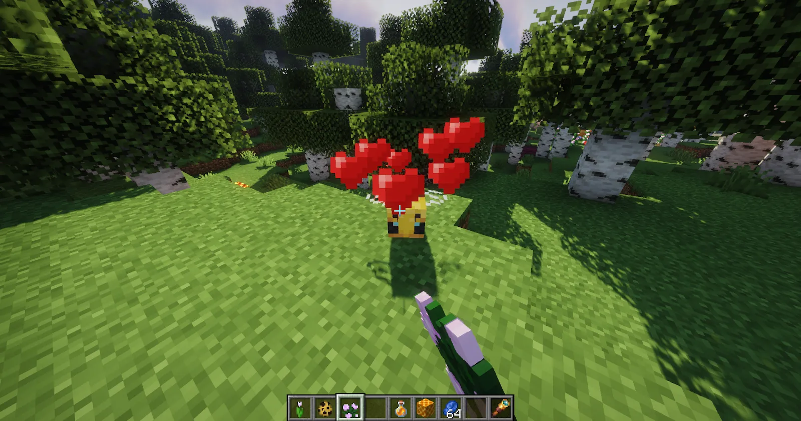 Taming a Minecraft Bee with Peonies