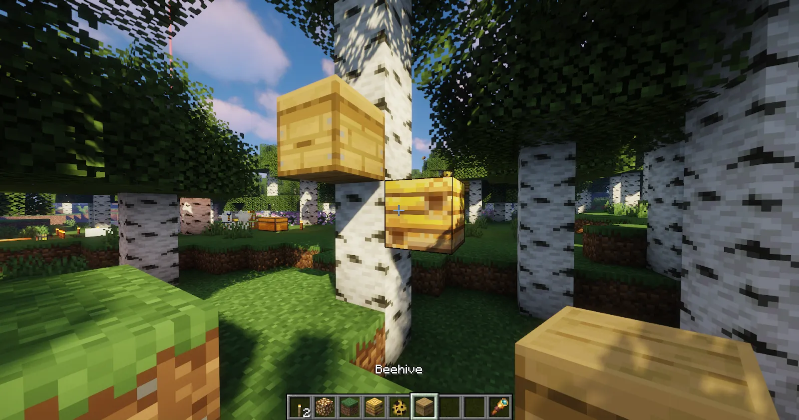Artificially placed Minecraft Bee Nest and Beehive
