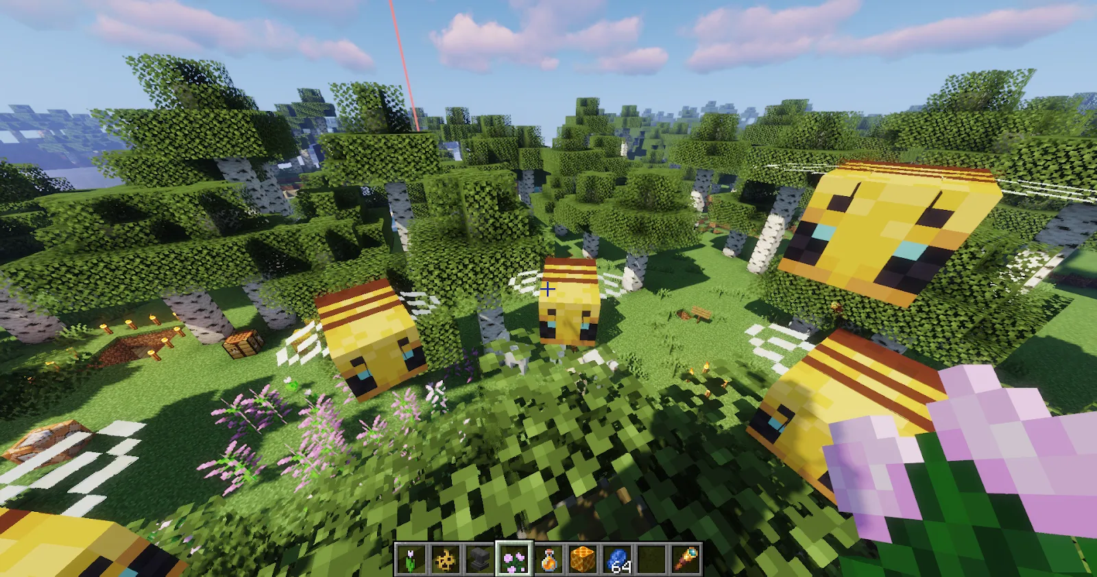 Peaceful Group of Bees in Minecraft