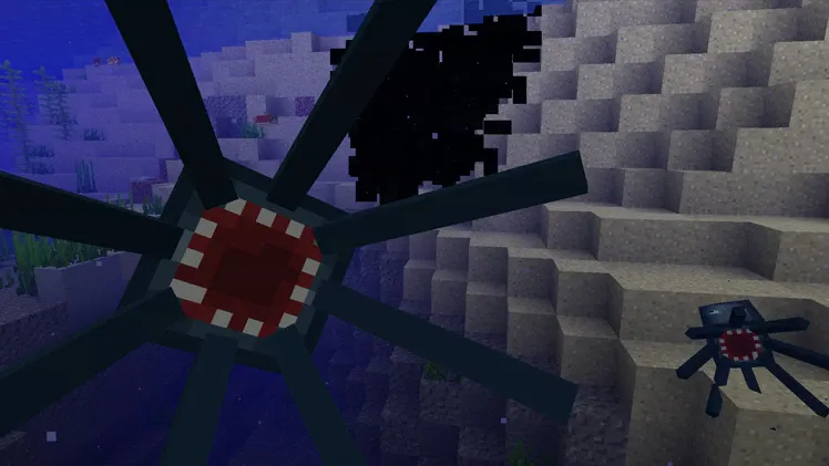 A close up image of a squid in Minecraft