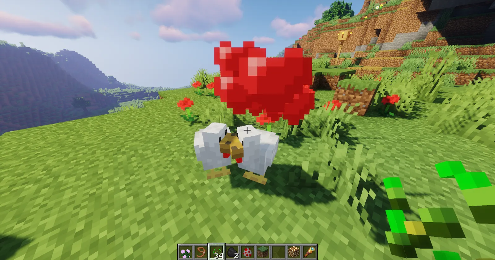 Minecraft chickens in love mode