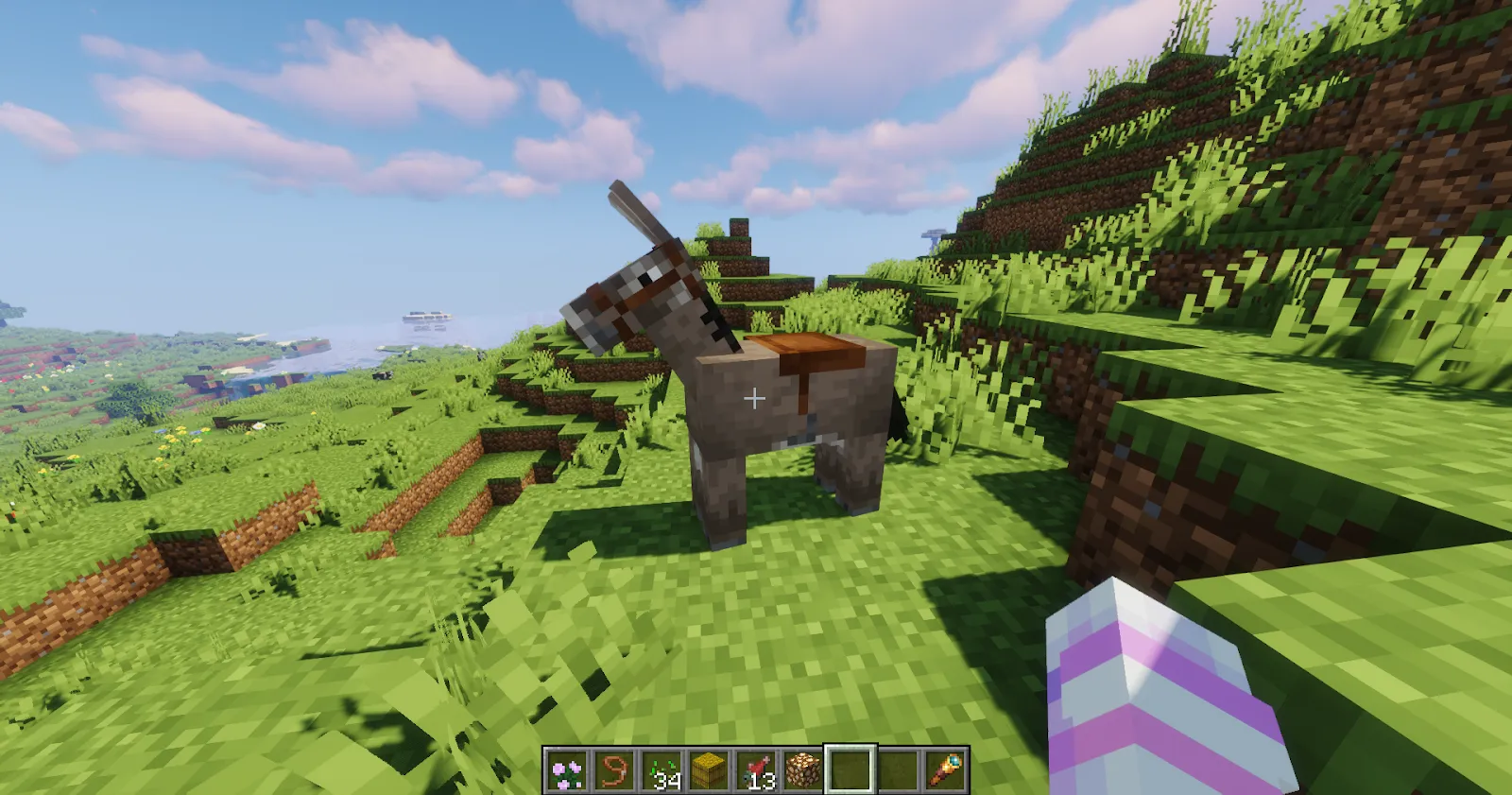 Tamed Minecraft Donkey wearing saddle