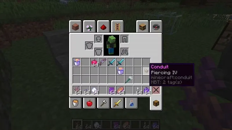 An image showing a crossbow enchanted with piercing in Minecraft