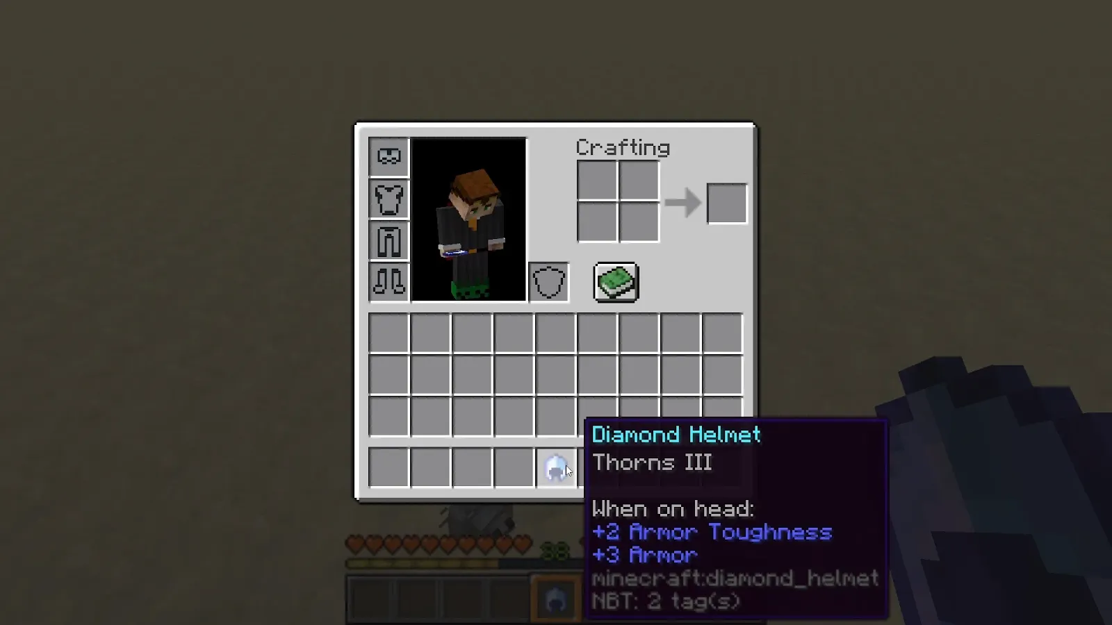 An image showing a diamond helmet with the thorns enchantment in Minecraft