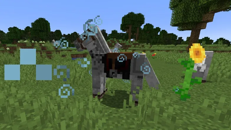 Image of a potion being used on a horse in Minecraft