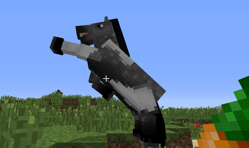 Image of a horse rearing in Minecraft