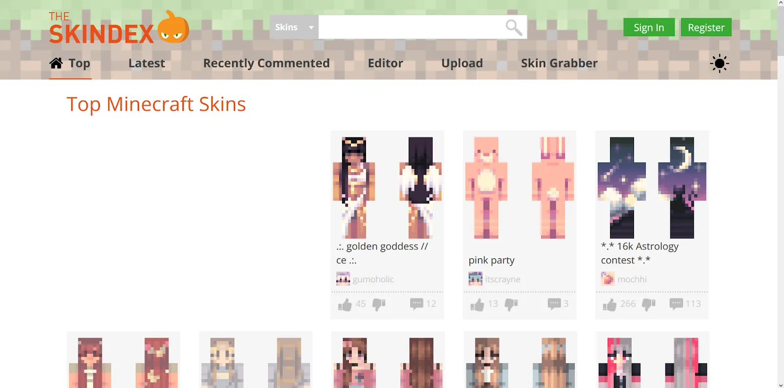 The Skindex Homepage