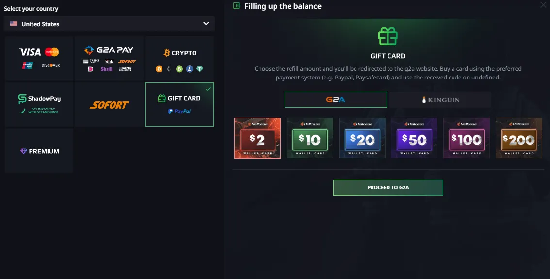 Hellcase Payment Options