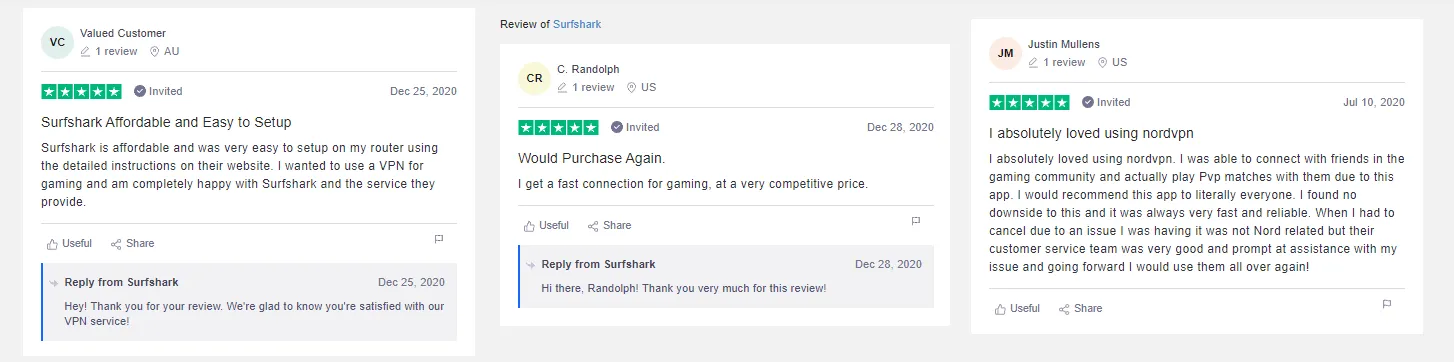Surfshark Gaming Reputation