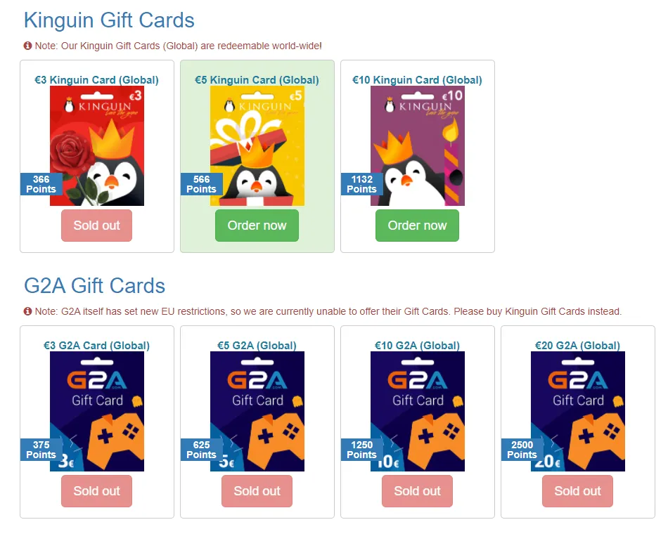 CSGOPoints Gift Cards