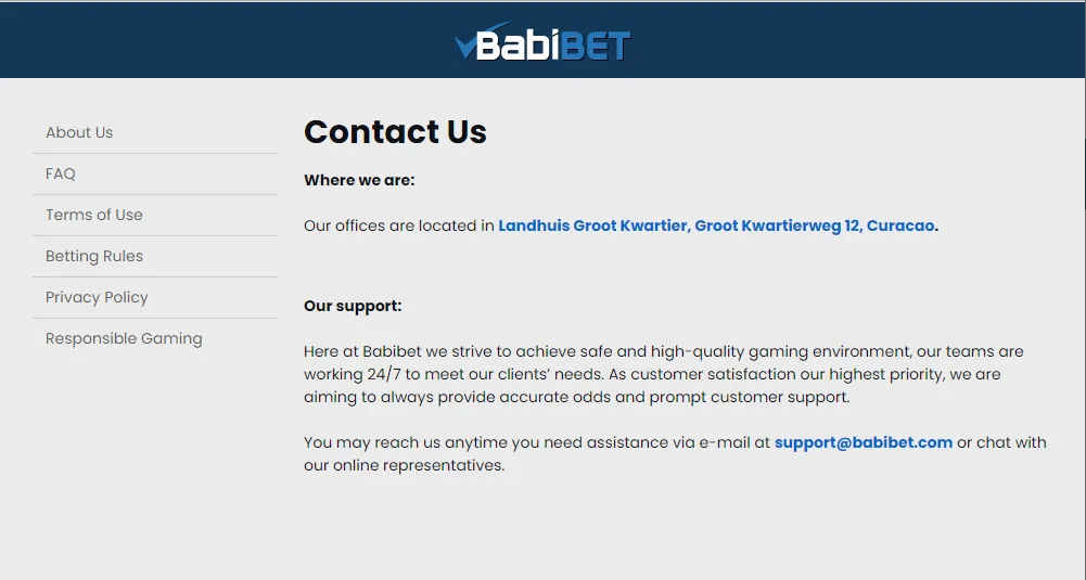 BabiBet contact