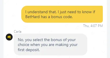 BetHard bonus code.