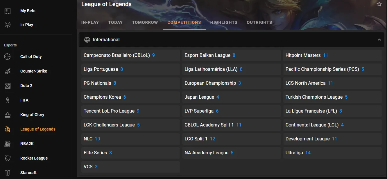 CloudBet League of Legends.