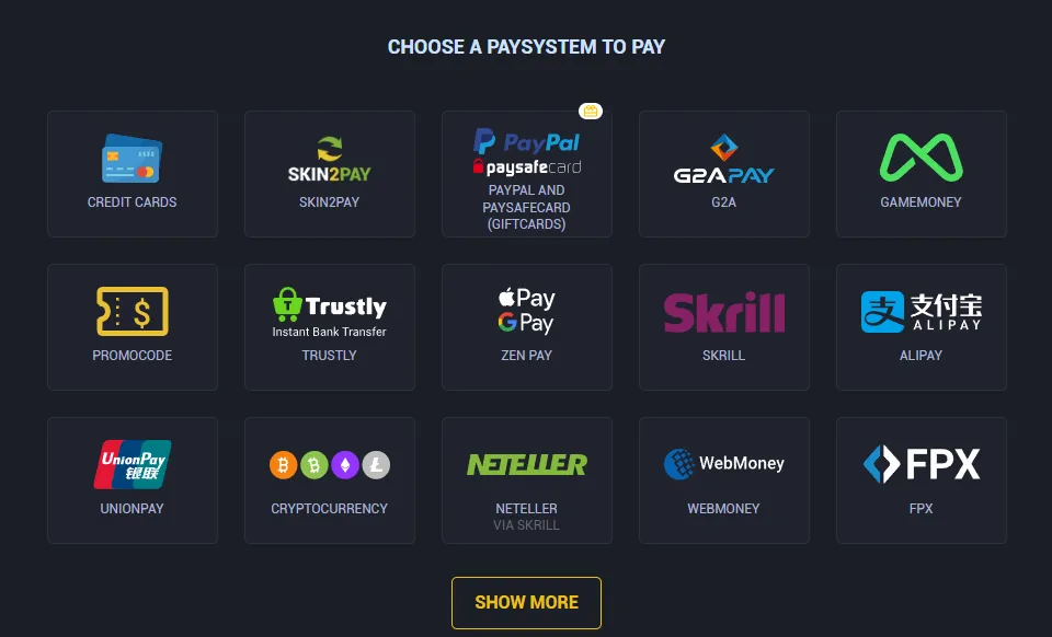 Farmskins payment options