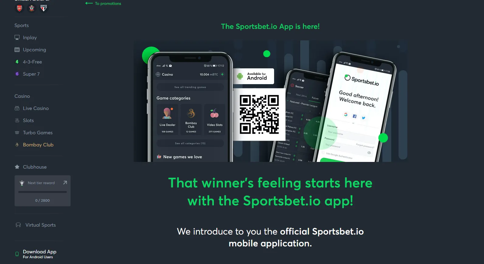 SportsbetIO mobile app.