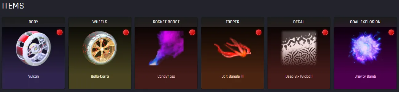 Vulcan Rocket League Item List