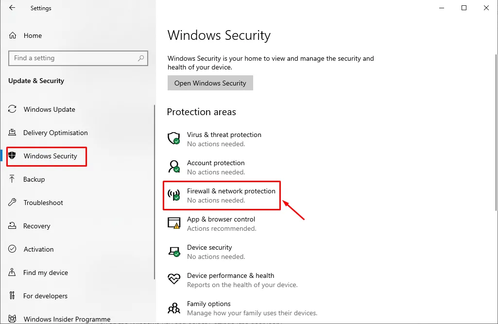Windows Security Firewall