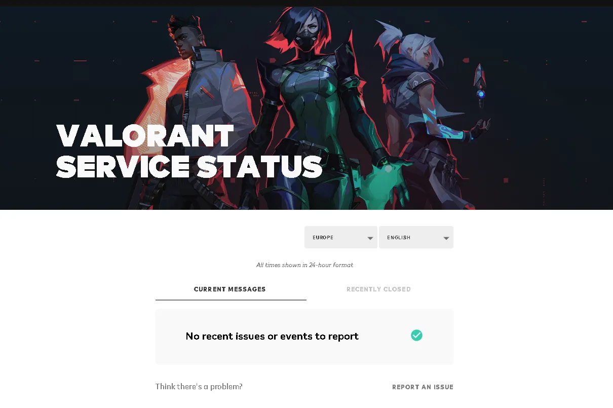 Valorant Server Service Status Page