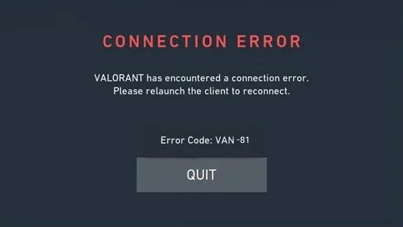 Valorant Error Code VAN 81