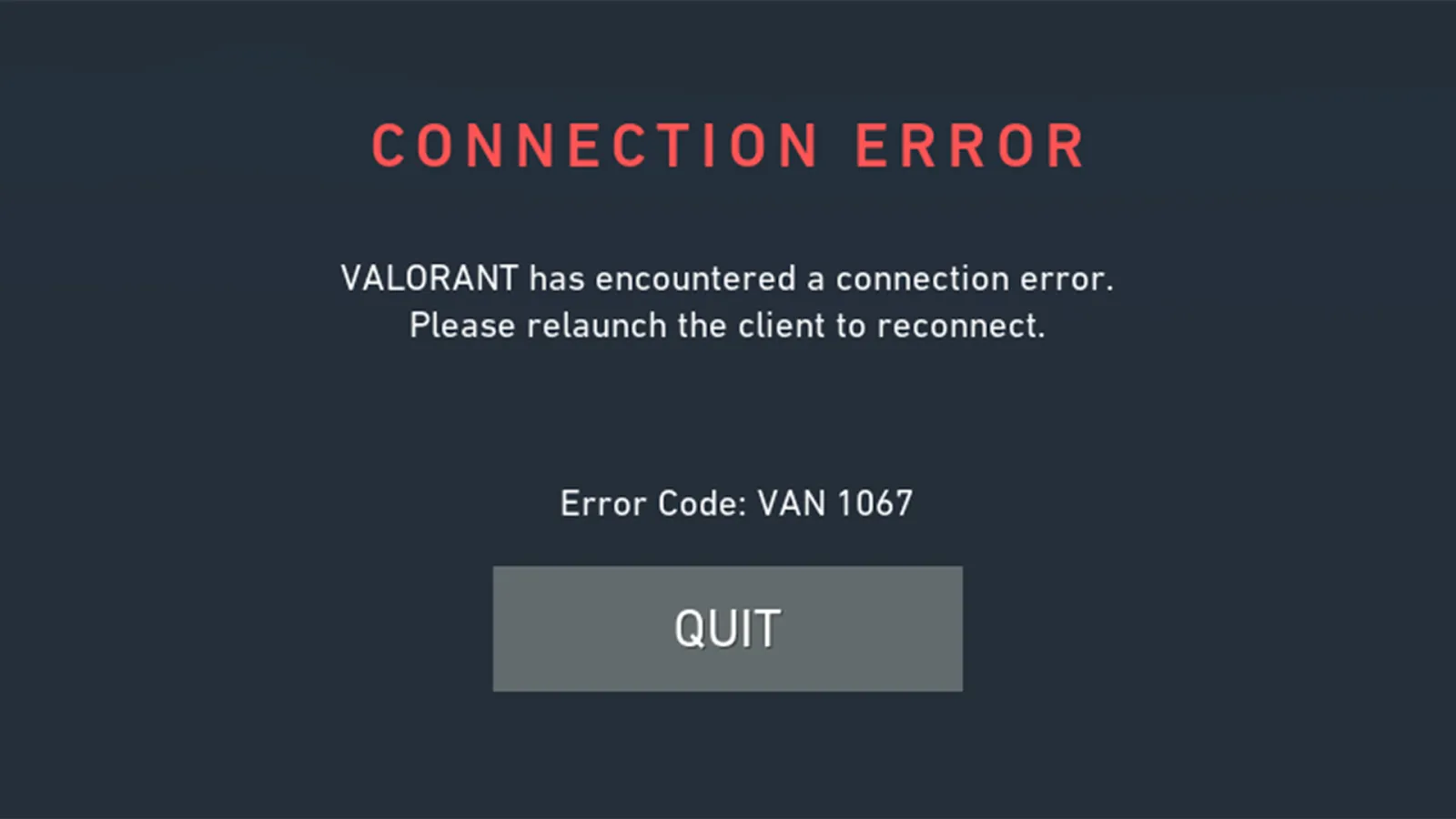 Valorant Error Code VAN 1067