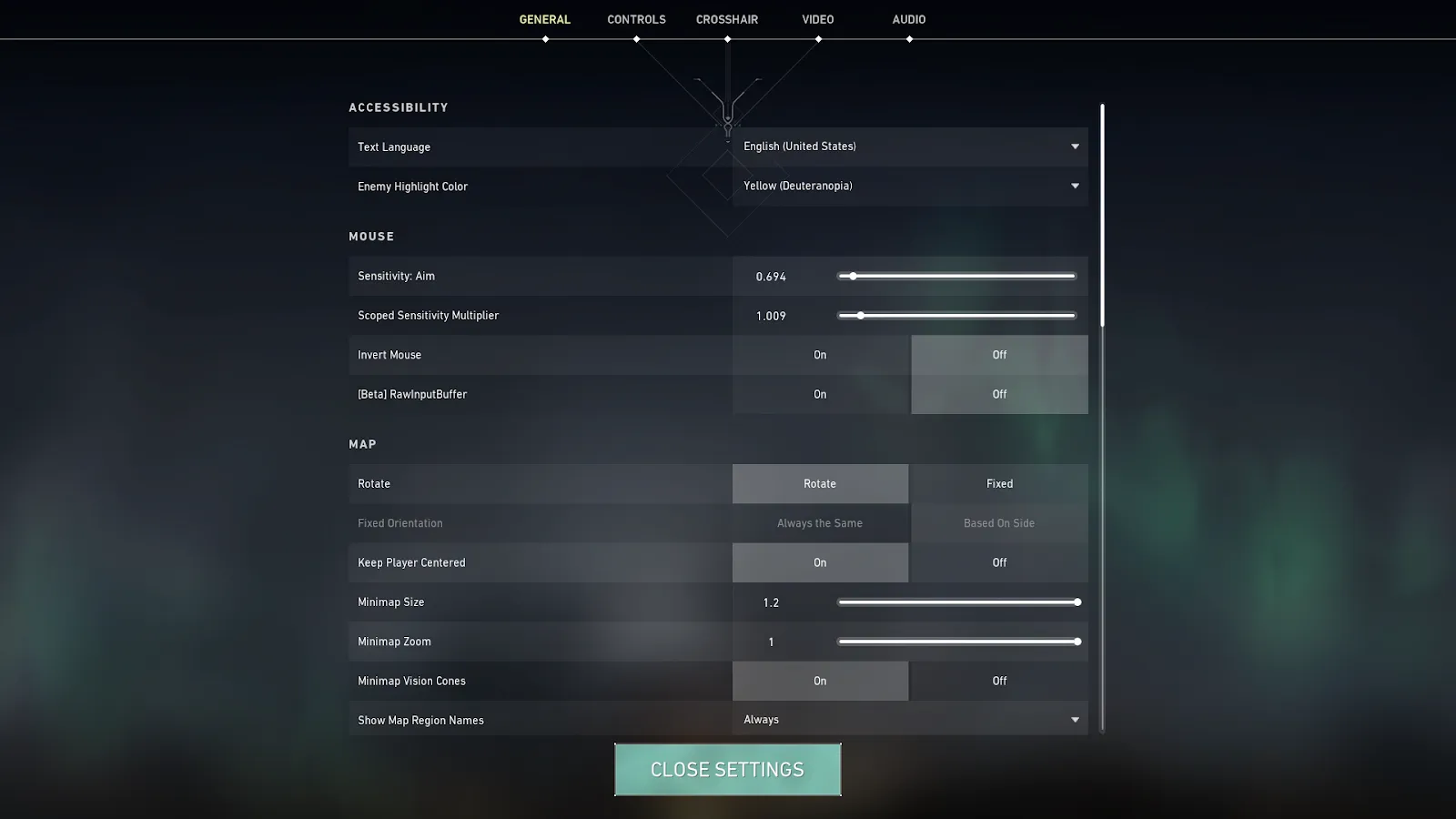 The mouse settings are shown