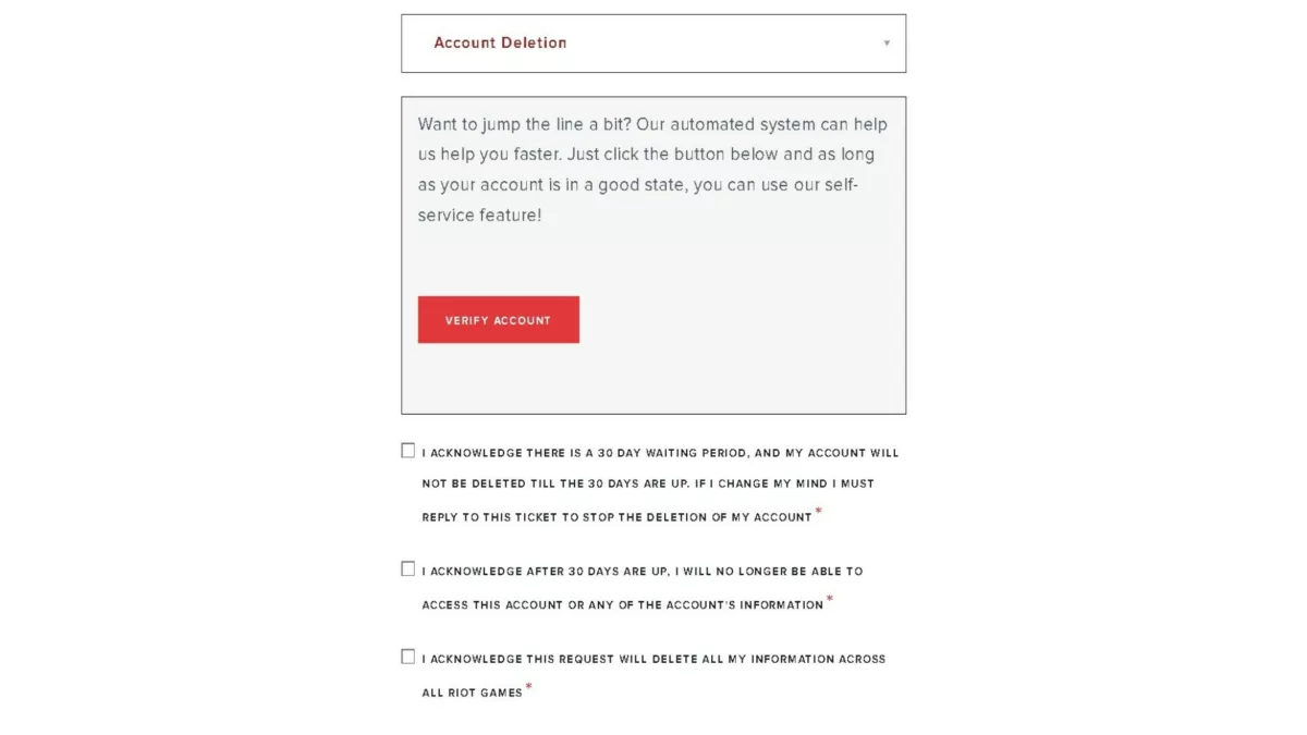 Valorant Self Service Delete Account