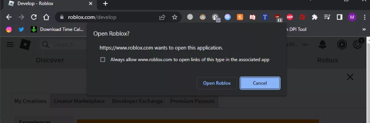 Roblox Open Roblox Prompt