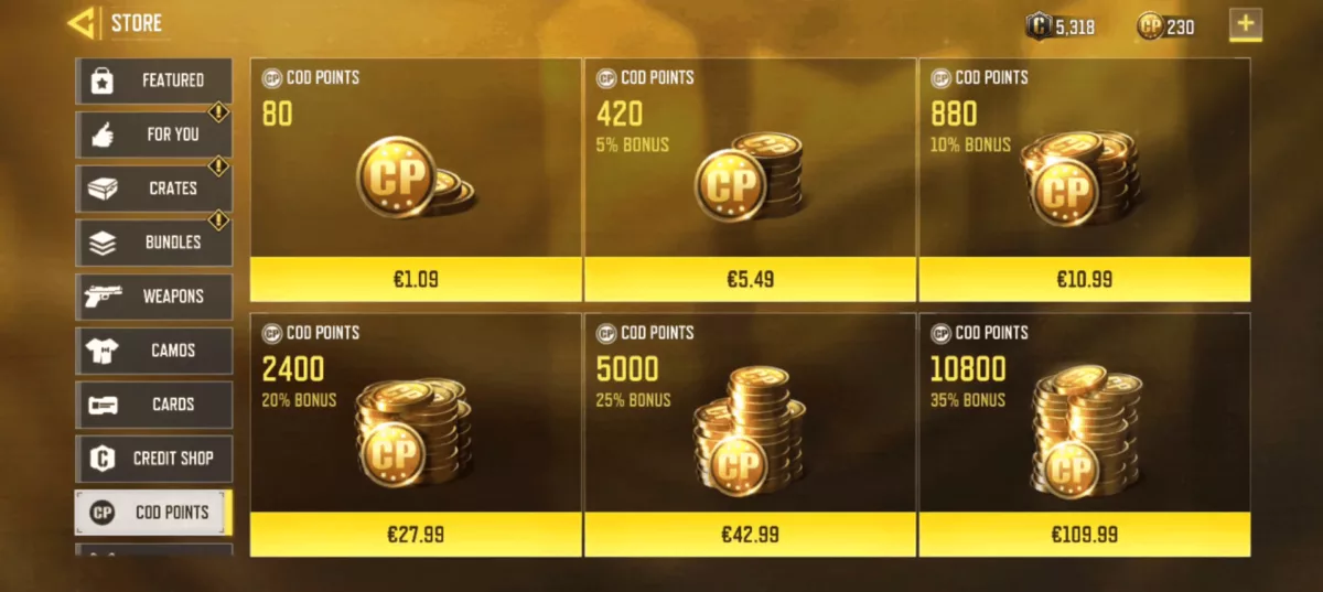 COD Mobile Points