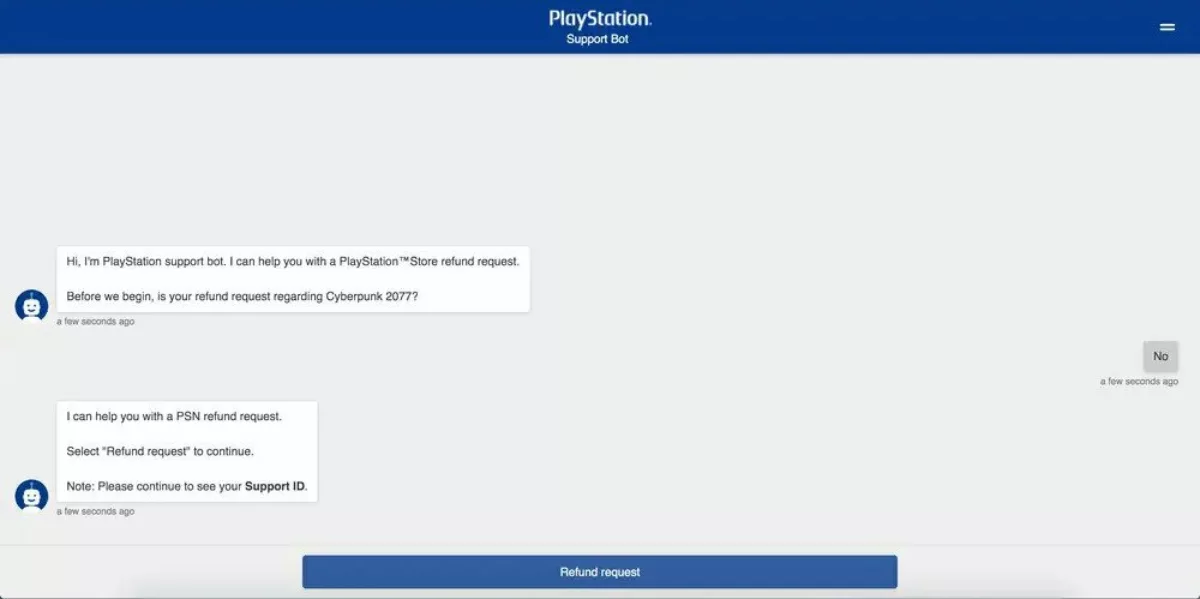 PlayStation Refund Chat