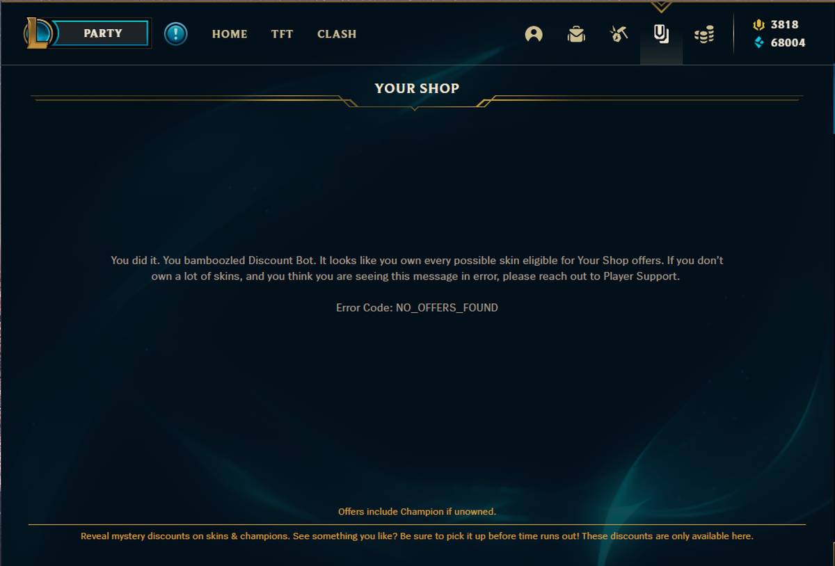 League of Legends - Shop with all skins bought