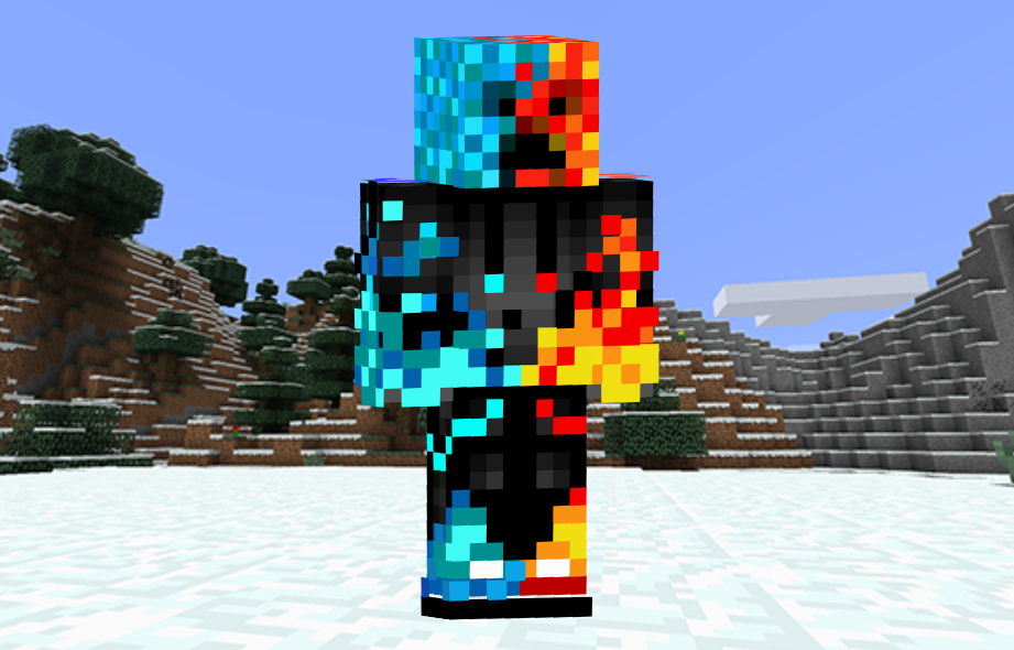 Red and Blue Creeper Skin in Minecraft