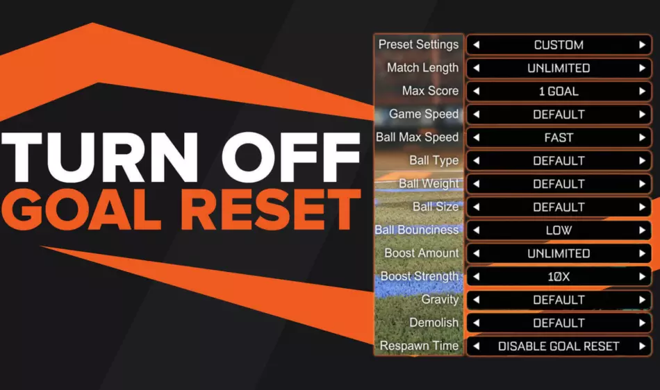 How to turn off goal reset in Rocket League [Training & Custom Game]